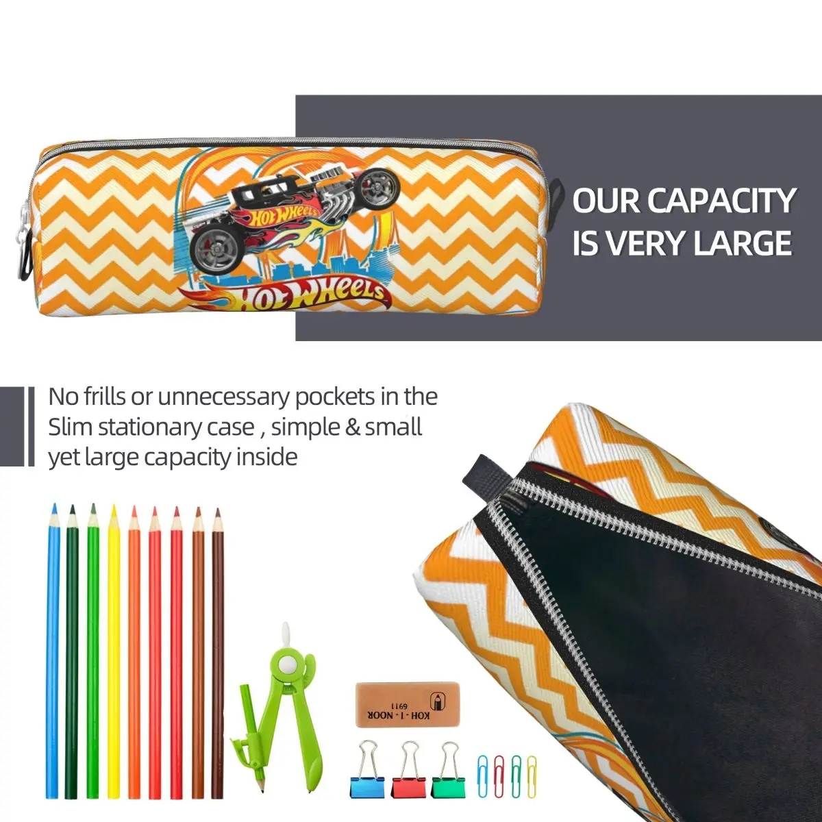 Cartoon Racing Hot Wheelss Unleashed Astuccio per matite Astuccio portapenne per ragazze Ragazzi Borse Studenti Scuola di cancelleria cosmetica