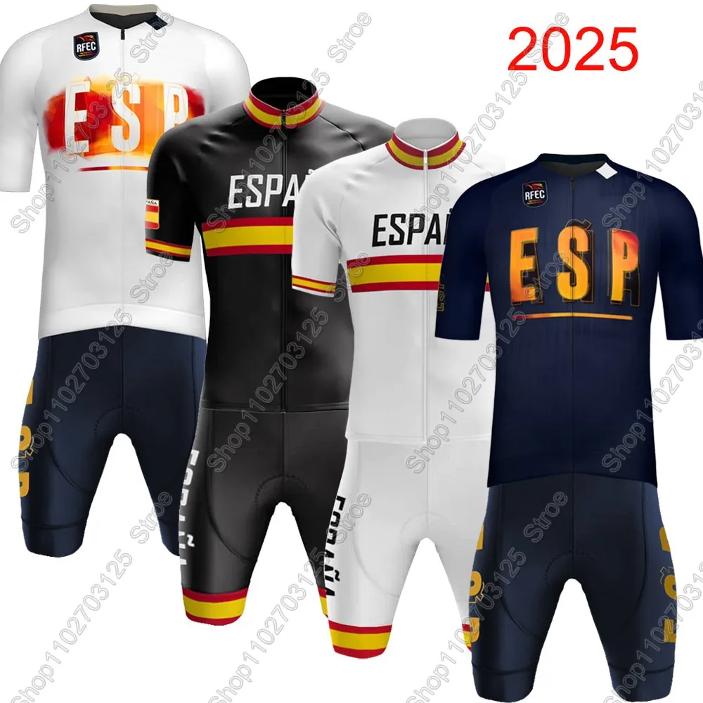 Espana National Team Cycling Jersey 2025 Set Short Sleeve Mens Spanish Clothing Road Bike Shirts Suit Shorts MTB Maillot Culotte