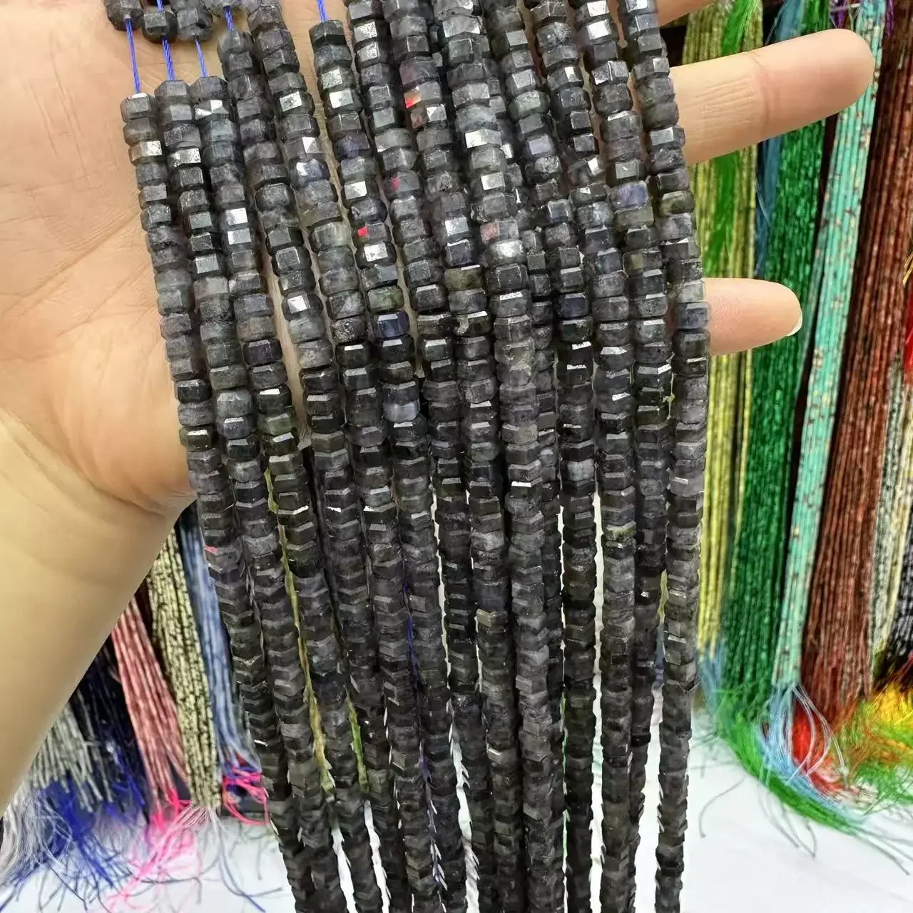 3*6 مللي متر الياوليت الطبيعي الأوجه مربع فضفاض الخرز-38 سنتيمتر بالجملة للنساء سوار ذاتي الصنع قلادة مجوهرات اكسسوارات #1