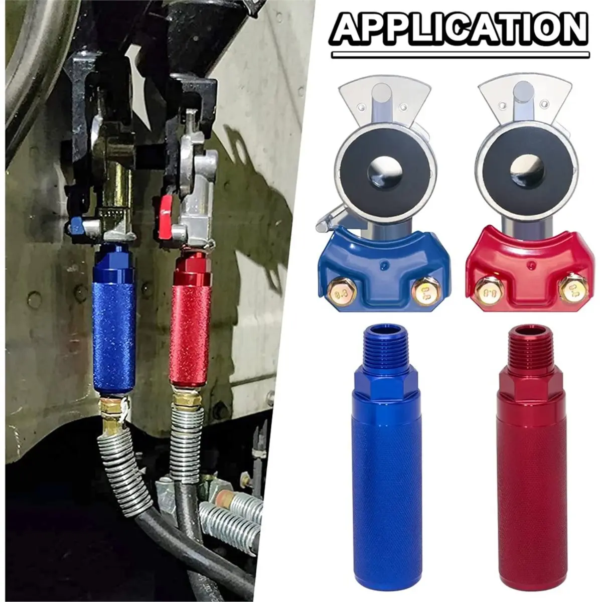 【50% OFF】Glad Hands Set, Emergency Glad Hand, Anodized Aluminum Extension Handles Grips and Seals for Semi Truck Trailer Tractor