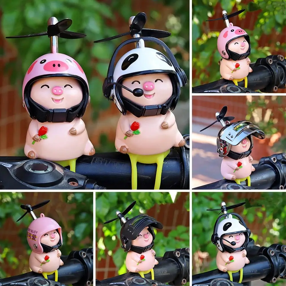 Car Accessories Cute Motorcycle Handlebar Pig Helmet Propeller Cartoon Riding Equipment Accessories Bike Electric Ornaments