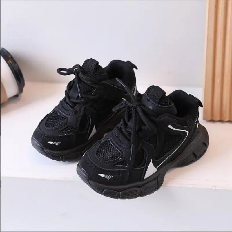 Girls' Dad Shoes Breathable Student Net Shoes 2025 Autumn Children's Leisure Sports Shoes Boys' Running Shoes Pink Black 21-30