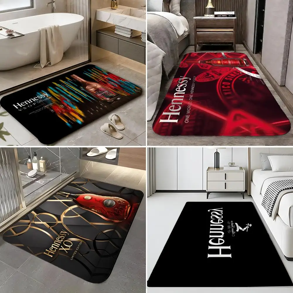 Liquor - H-Hennessy Floor Mat Soft Flannel Entrance Door Mat Non Slip Absorbent Bathroom Bedroom Floor Rug