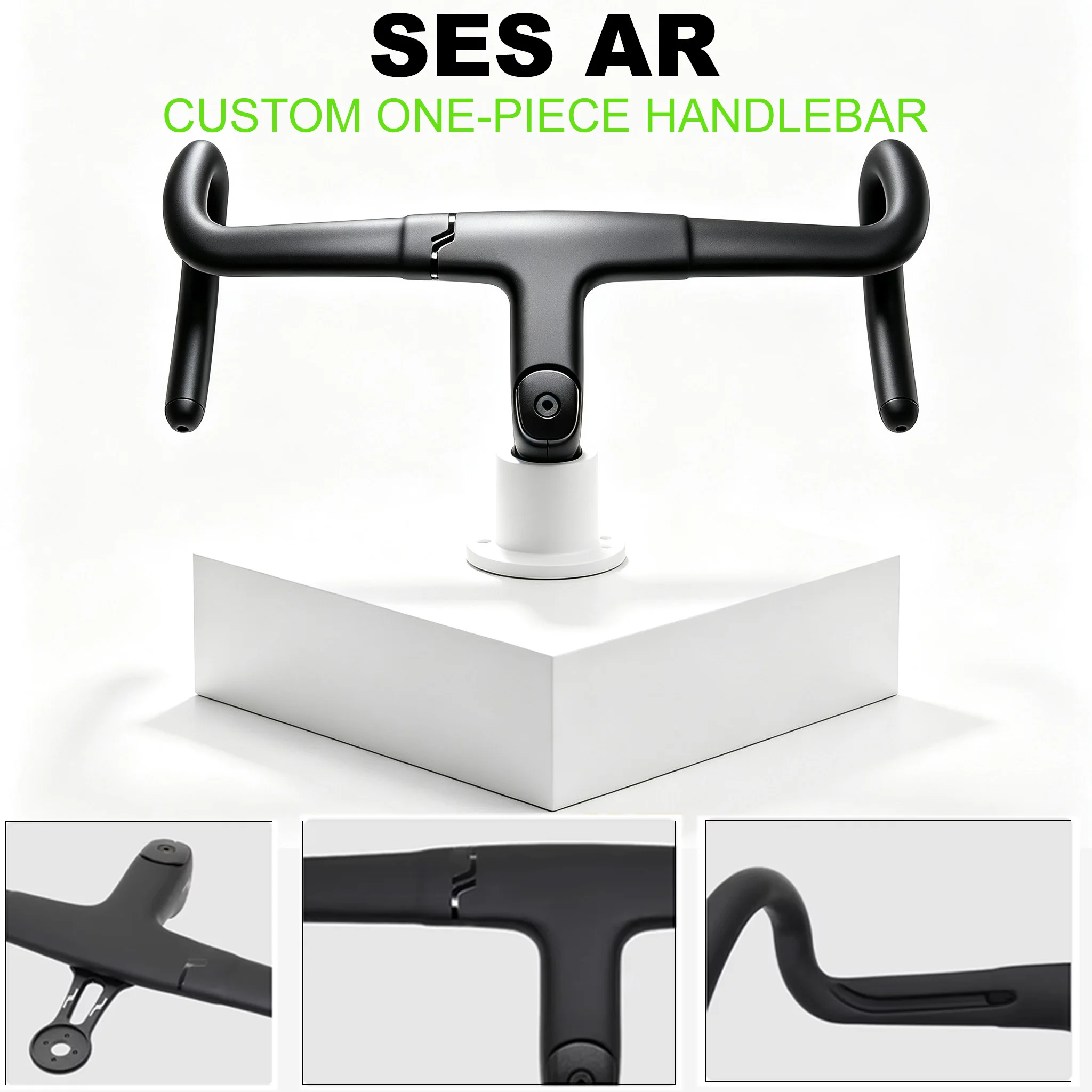 Vollcarbon-Lenker mit interner Kabelführung für Rennräder - SES AR Modell - 28,6 mm für Aero-Cockpit-Upgrade - 380 mm bis 440 mm
