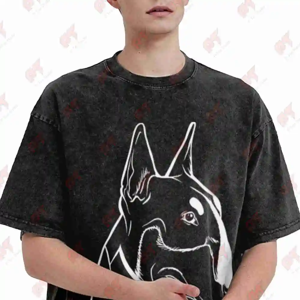 Miniature Bull Terrier Vintage Washed Tee Pure Cotton T-Shirt