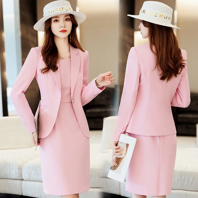 Elegant Blazer Dress Suits Women Business Work Uniform Office Lady Professional Two Piece Set Suit Dress Female Fashion 2023