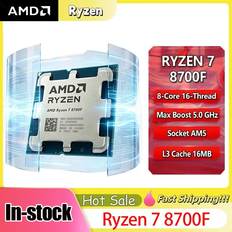 

AMD Ryzen 7 8700F 4.1GHz 8-Core 16-Thread L3=16M Processor 65W R7 8700F Socket AM5 4NM DDR5 New but Without Cooler Loose Pieces