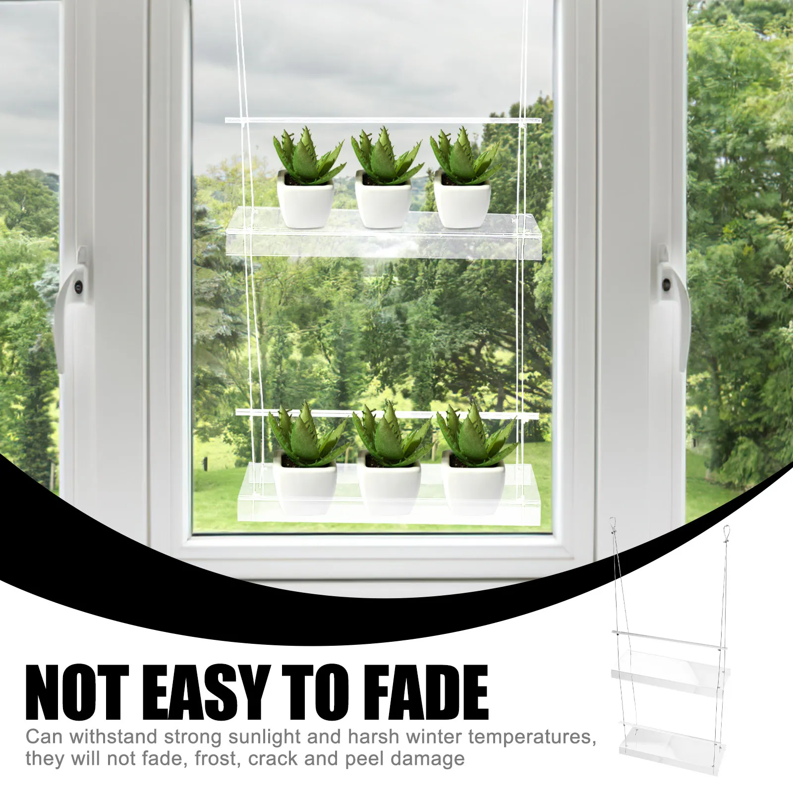 

Двухъярусная подвесная полка для растений, акриловый держатель для цветочных горшков для декора окон и балконов, всепогодная подставка для растений