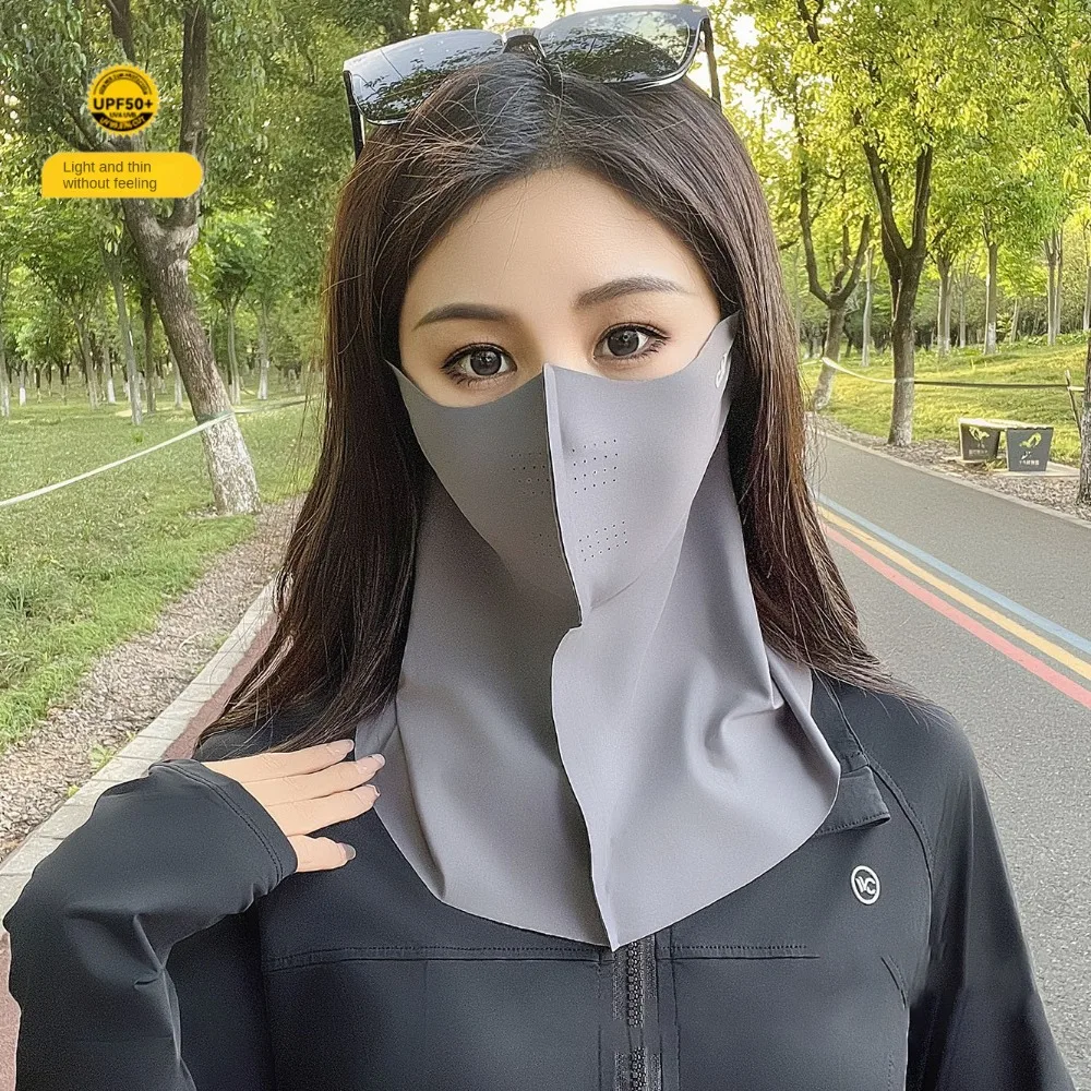 Summer Cool Ice Silk Sun Protection Mask 3D Breathable Anti-UV Neck Scarf Neck Protection Sunscree Sunshade Face Mask Cycling