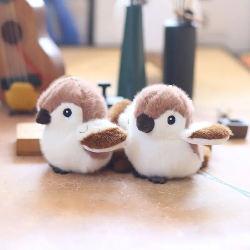 Cute Plush Pendant Keychain Bird Sparrow-Shaped Schoolbag Pendant Decoration Plush Toy Friend Student Gift Keychain