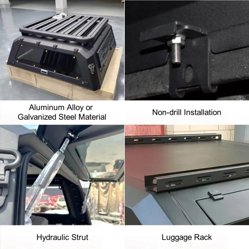 

Hot Selling Aluminum Hardtop Canopy Pickup Truck Bed Topper Camper Shell Heavy-Duty Exterior Accessories