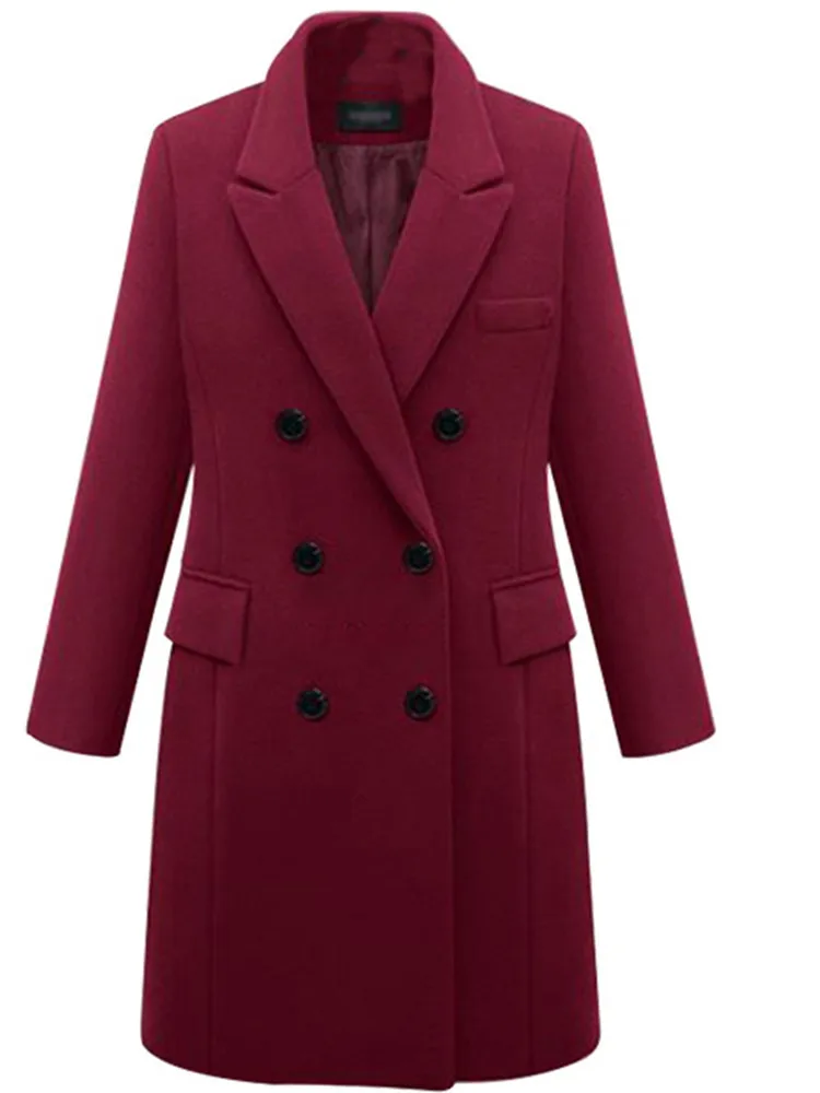 2025 Nuovo cappotto da donna in lana Autunno Inverno Cappotto da donna in misto lana di media lunghezza di grandi dimensioni Cappotto doppiopetto Ele Busin Sle