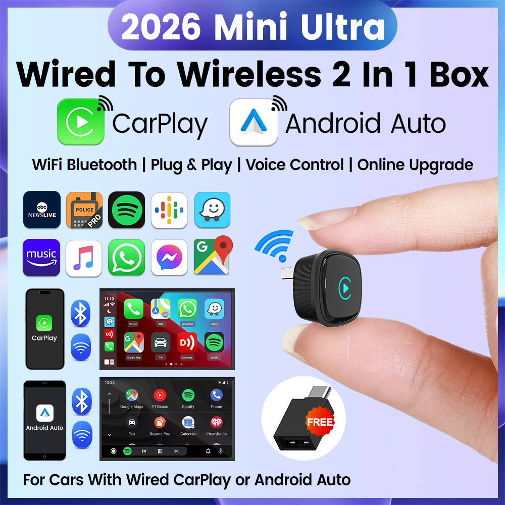 Image of CarlinKit 5.0 Mini Ultra Wireless Android Auto & CarPlay Adapter Auto-Verbindung Plug & Play für kabelgebundenes CarPlay & AA-Autos Smart Car Box