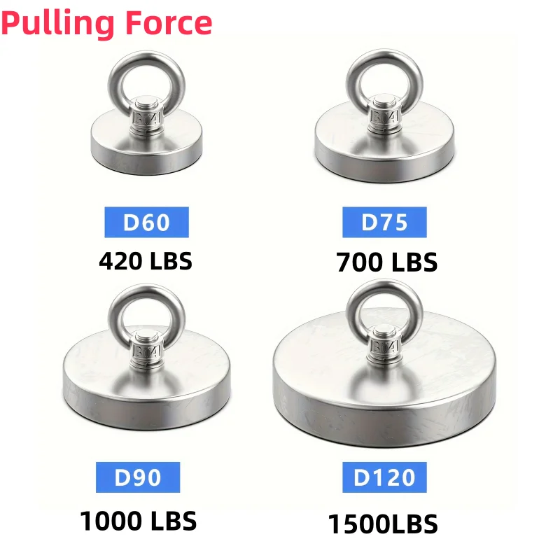 Super Strong Neodymium Fishing Magnet Hook, Heavy Duty RareEarth Magnetic Hooks for Retrieving in River and Fishing