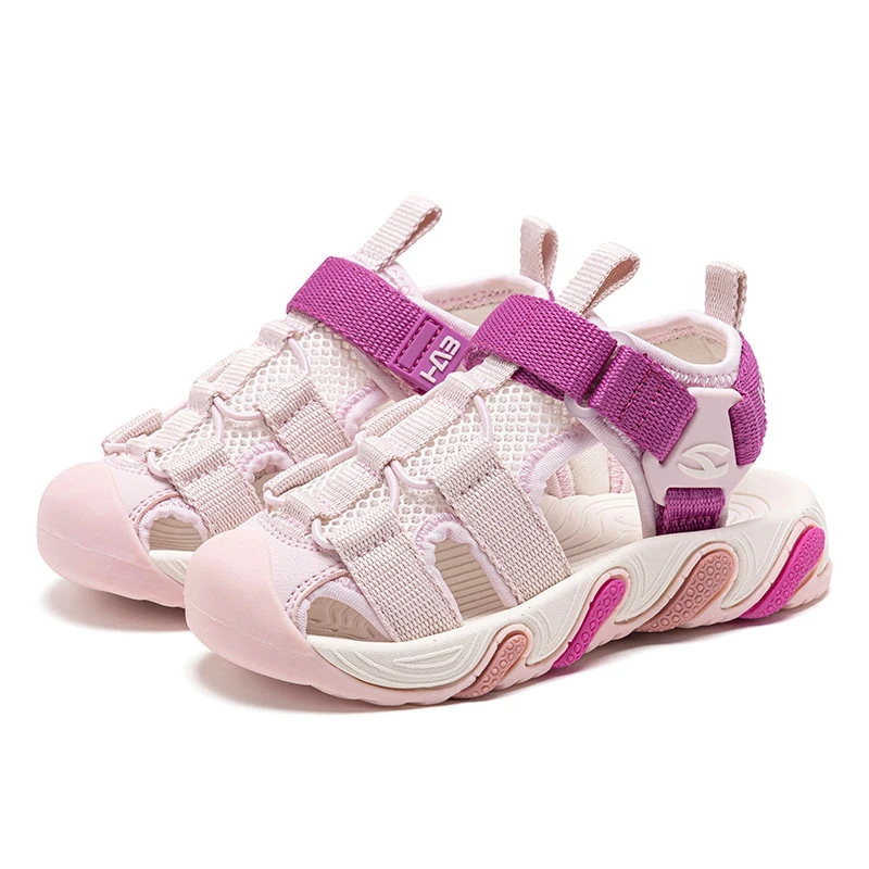 Mesh Breathable Children‘s Sports Sandals Closed Toe Hook & Loop Design Light Beach Footwear for Boys Girls Summer Outdoor Wear