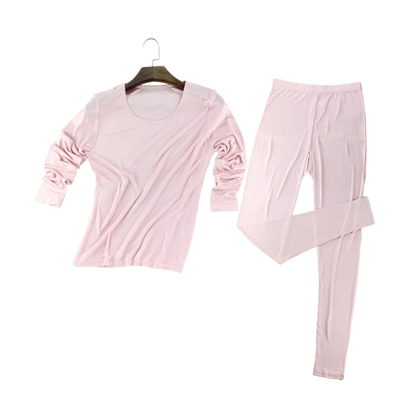 Women\'s Real Silk Double-sided Knitted Thermal Underwear Set Autumn and Winter Thin Mulberry Silk Autumn Clothes and Pants 2701
