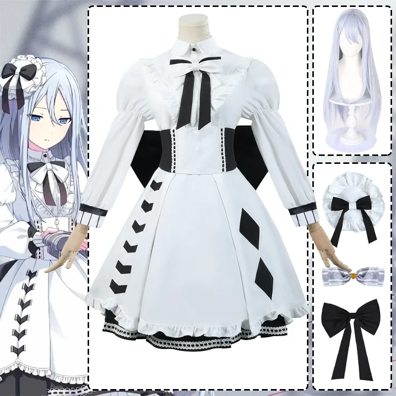 

КосплейАниме-проект Sekai, красочный сценический костюм Yoisaki Kanade, белое платье, вечерняя форма, парик, карнавальный наряд на Хэллоуин