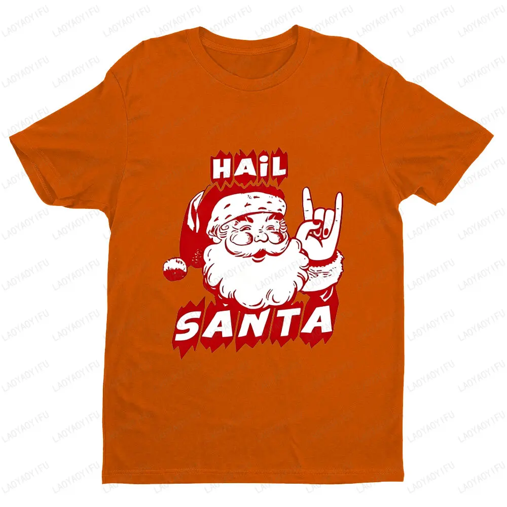 Hail Santa Funny Hoppy Kerst TShirt voor Mannen Vrouwen Kerstvakantie Grafische T-shirts Klassieke Kerstman Patroon Gedrukt Tops