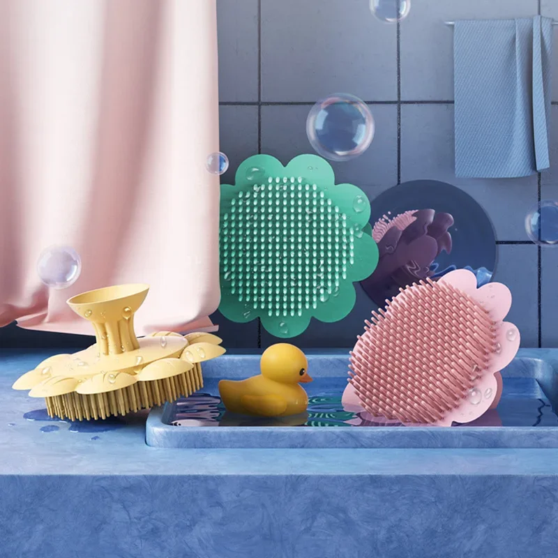 1PC Silicone Baby Shampoo Brush Scrubber Infant Bath Wipe Children Bathing Soft Massage Bath Brush Kids Washing Hair Tool New