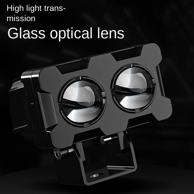 

1Set Motorcycle LED Lens Spotlight Double Lenses Spotlight Motorcycles Auxiliary Fog Lamp Dual Color White Yellow Driving Light