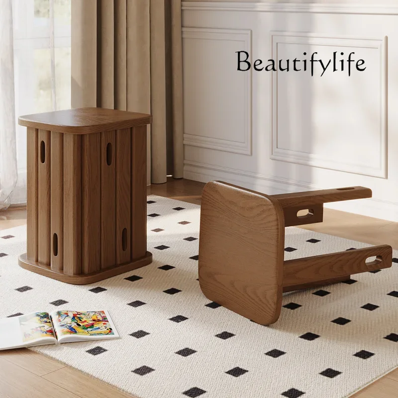 

Solid wood square stool household stackable combination round stool modern eating stool new Chinese style