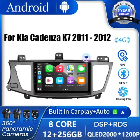 9인치 4G 기아 카덴자 K7 2011-2012 차량용 캐시카이 2 J11 안드로이드 15 차량용 플레이어 비디오 GPS 멀티미디어 내비게이션 4G LTE