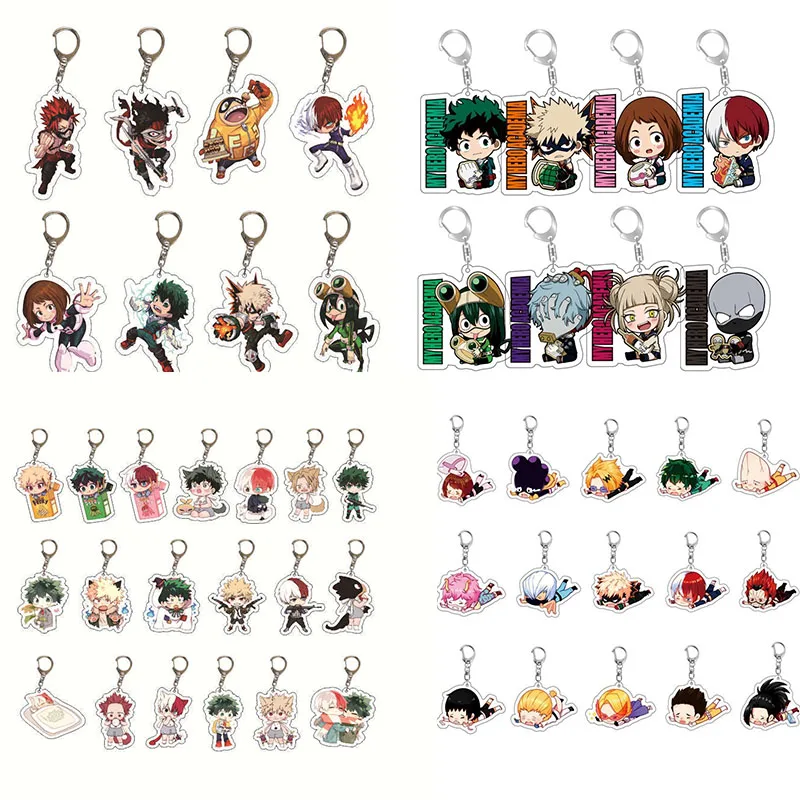 3-19pcs/lot Women Men Anime Keychain Cosplay Keyring Acrylic Figure Key Chain Jewelry Wholesale New Fashion Accessories Props