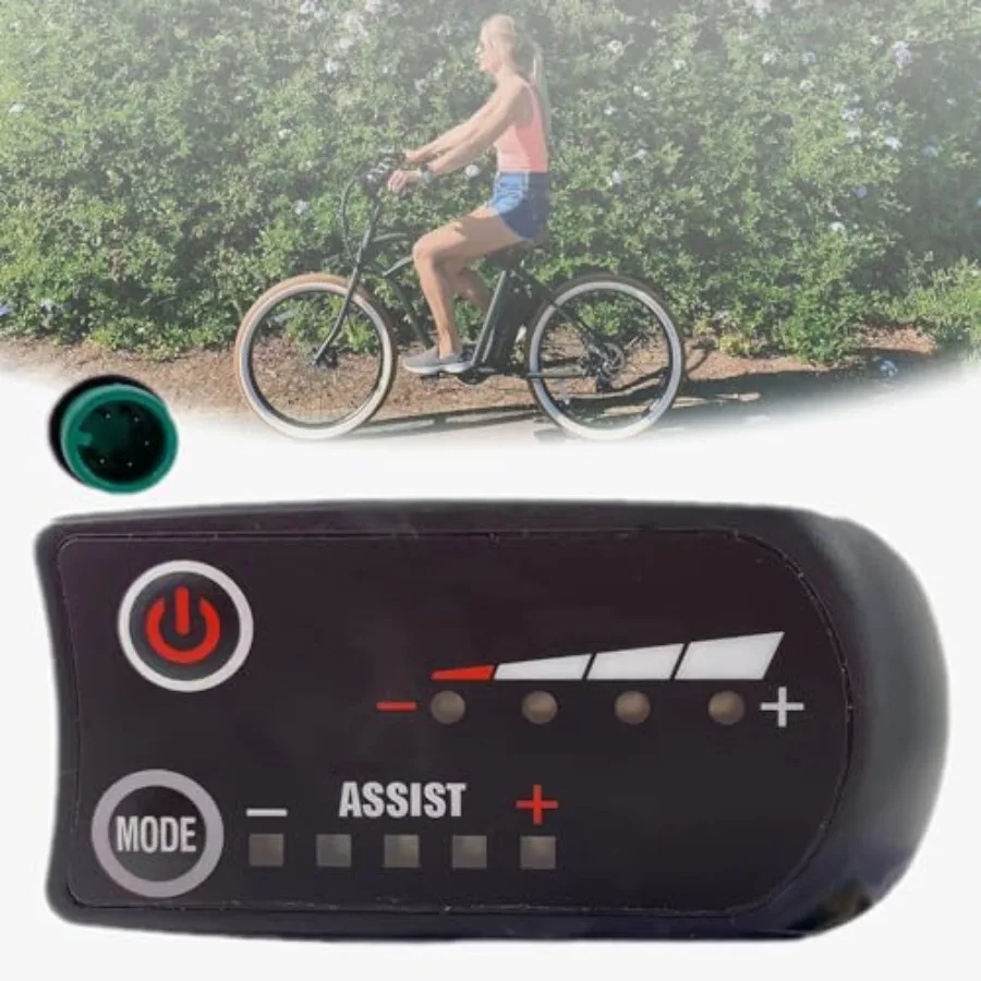 

Electric Bicycle LED Display Meter for cycling computers, waterproof ABS plastic, black, with 5-pin male plug connector, 36V co