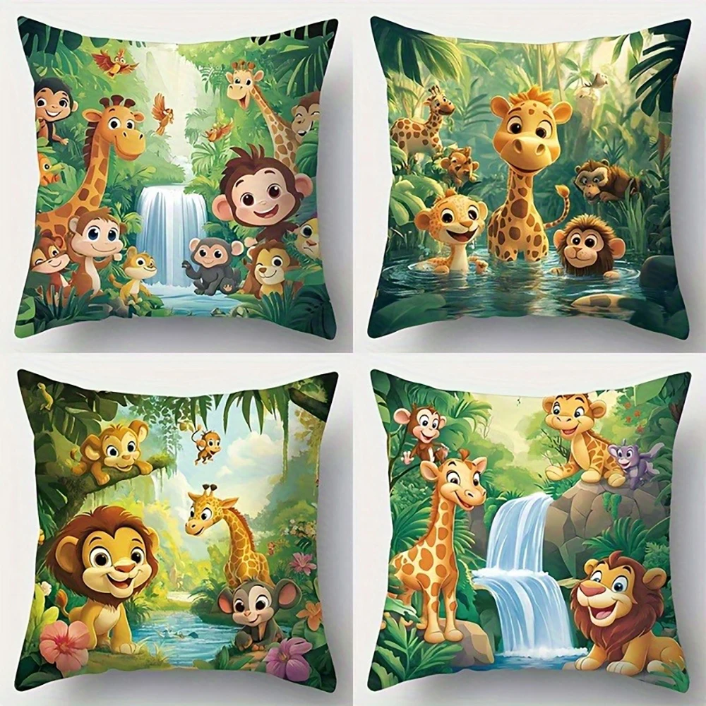 

Наволочка с изображением животных джунглей, подходит для дивана, автомобиля, спальни, декоративная наволочка, наволочка
