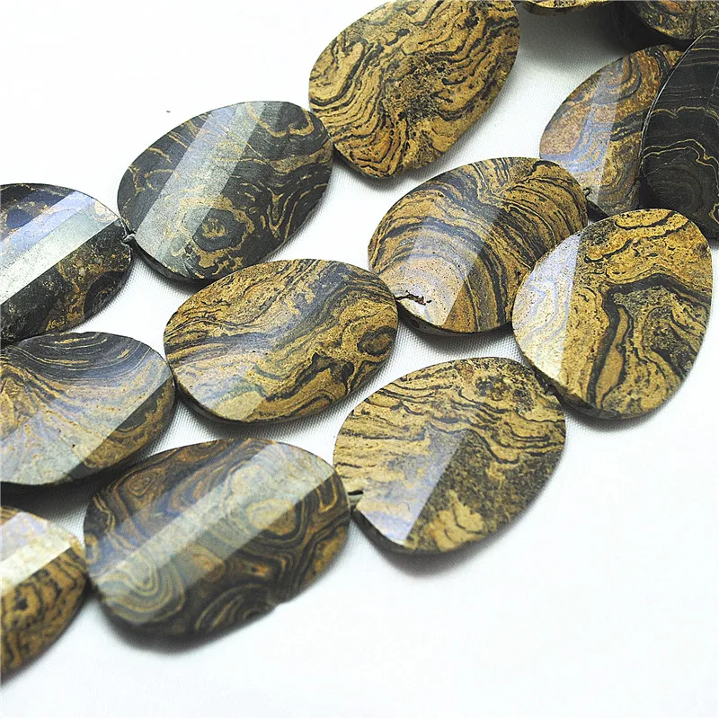 10PCS Natural Brown Jasper Twist Oval Shape 40X28MM Nature Semi Precious Stone DIY Jewelry Accessories Top Fashions