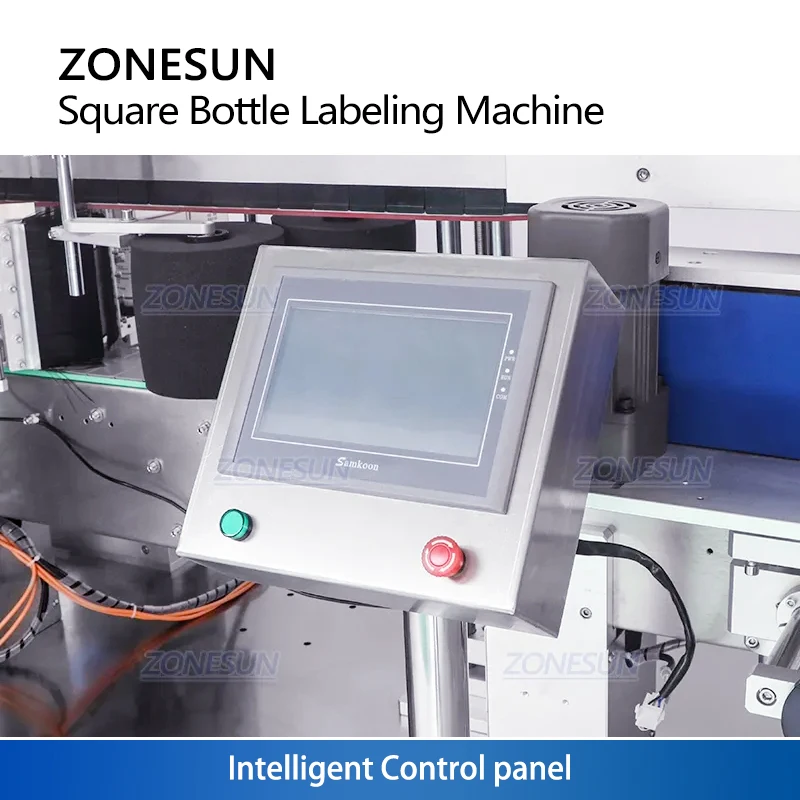 Zonesun ZS-SL25 Etikettenapplikator für quadratische Flaschen – automatische Etikettiermaschine zum Umwickeln für quadratische Flaschen