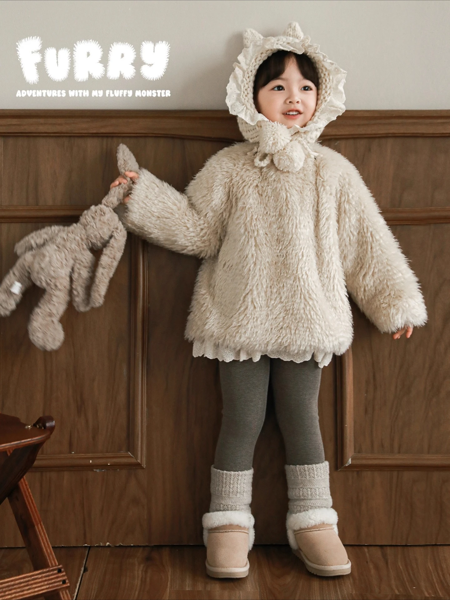 

Girls Winter Plush Coat 2025 Thickened Long Pile Fleece Slim Fit Loose Casual Everyday Versatile Outerwear Parka 1-7 Years