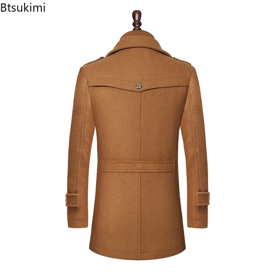 2025 Men's Fashion High-End Business Woolen Coat Atmosphere Long Thickened Wool Overcoat Autumn Winter Middle-Aged Stylish Coats