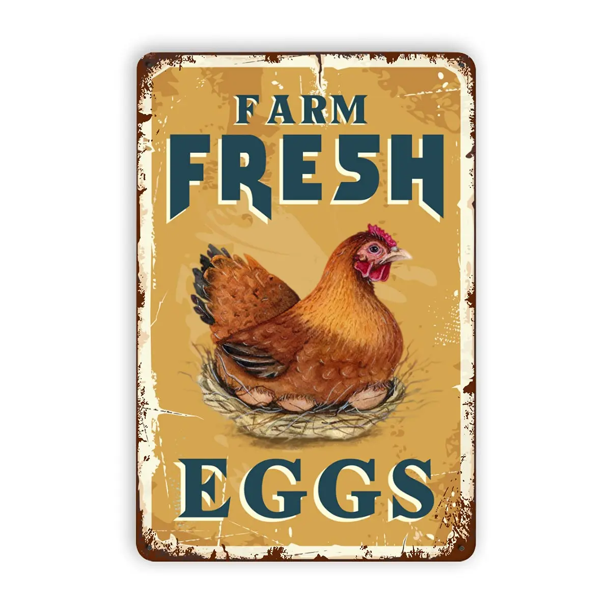Farm Fresh Eggs Tin Signs， Restaurant Kitchen Country Home Decor Farm Decorative Signs -