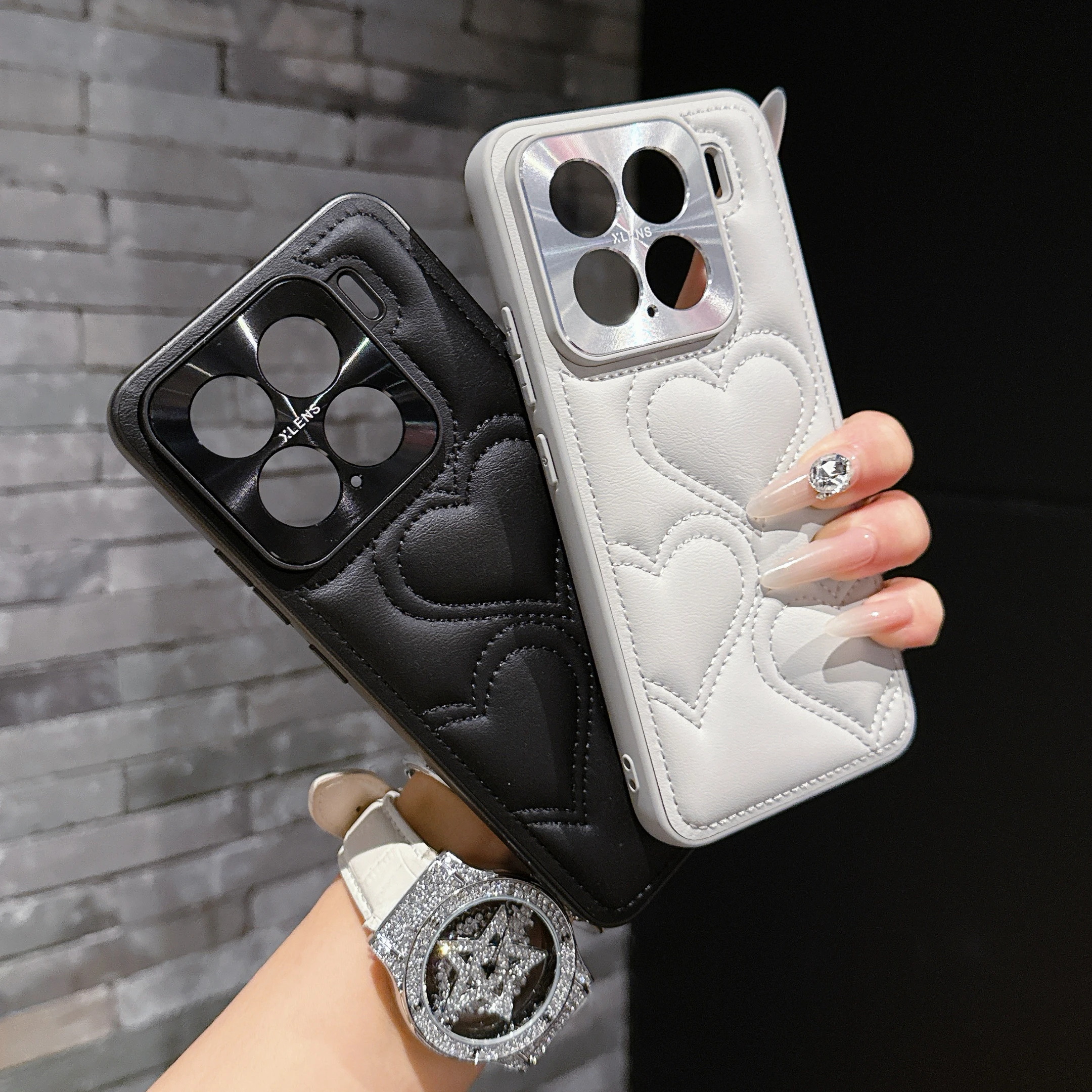 حافظة جلدية مغناطيسية لهاتف Xiaomi 15 Ultra Mi 15 14 13 Pro واقي عدسة من سبائك الألومنيوم ثلاثي الأبعاد غطاء ناعم لحماية الكاميرا