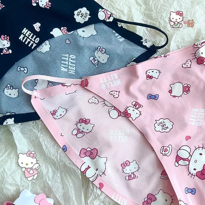 Y2K Hello Kitty Silk Comfortable Panties Sanrio Breathable Briefs Lingerie Women Kawaii Hello Kitty Anime Cute Pink Underwear