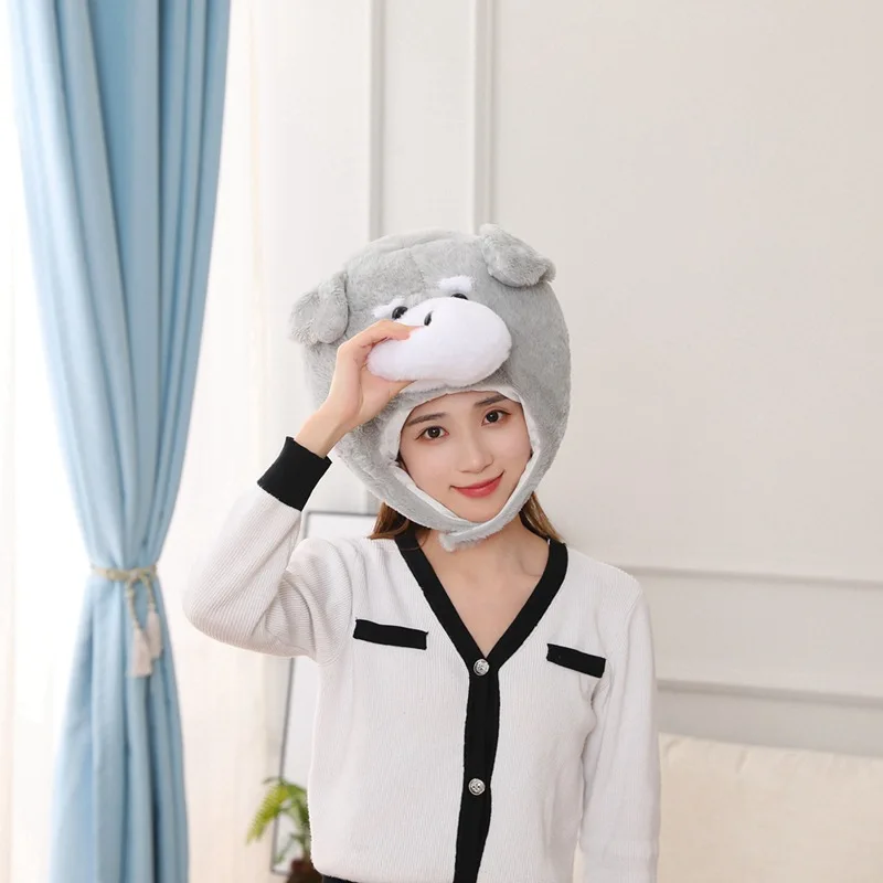 YESKIGU Bunny Kawaii Kopfbedeckungen Frauen Männer Plüsch Weichen Hüte Fotografie Requisiten Tier Nette Cosplay Unisex Halloween-Party Winter Tragen