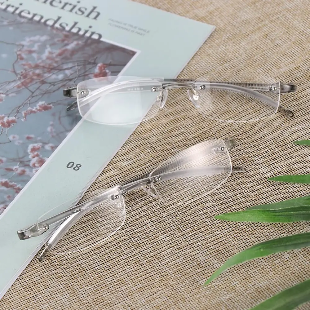 Square Rimless Myopia Glasses Women Men Ultralight Transparent Resin Nearsighted Eyeglasses 2024 New Trendy Prescription Eyewear