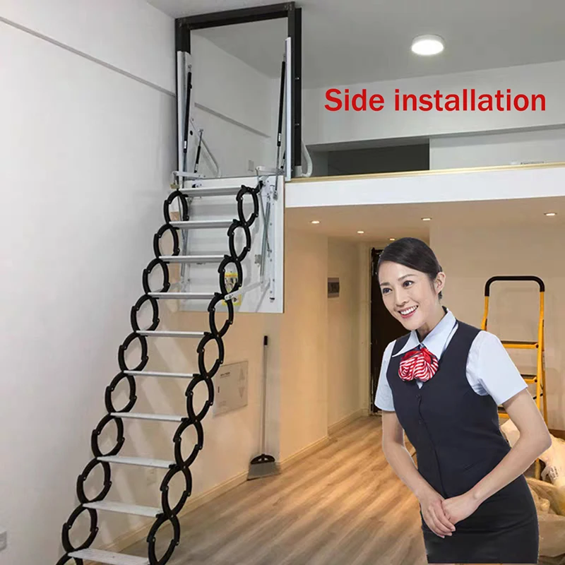 Attic ladder with hatch side hole loft stair hinge household telescopic folding ladder custom 1.5M-3M