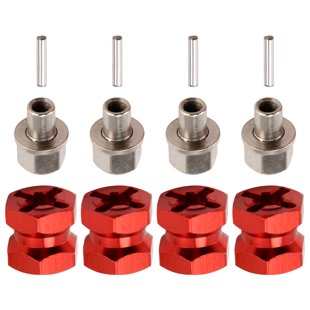 جديد 4 قطعة 12 مللي متر عرافة محور عجلات محرك محول 12 مللي متر تمديد الموحد المقرنة ل 1/10 RC سيارة الزاحف SCX10 D90 ، الأحمر