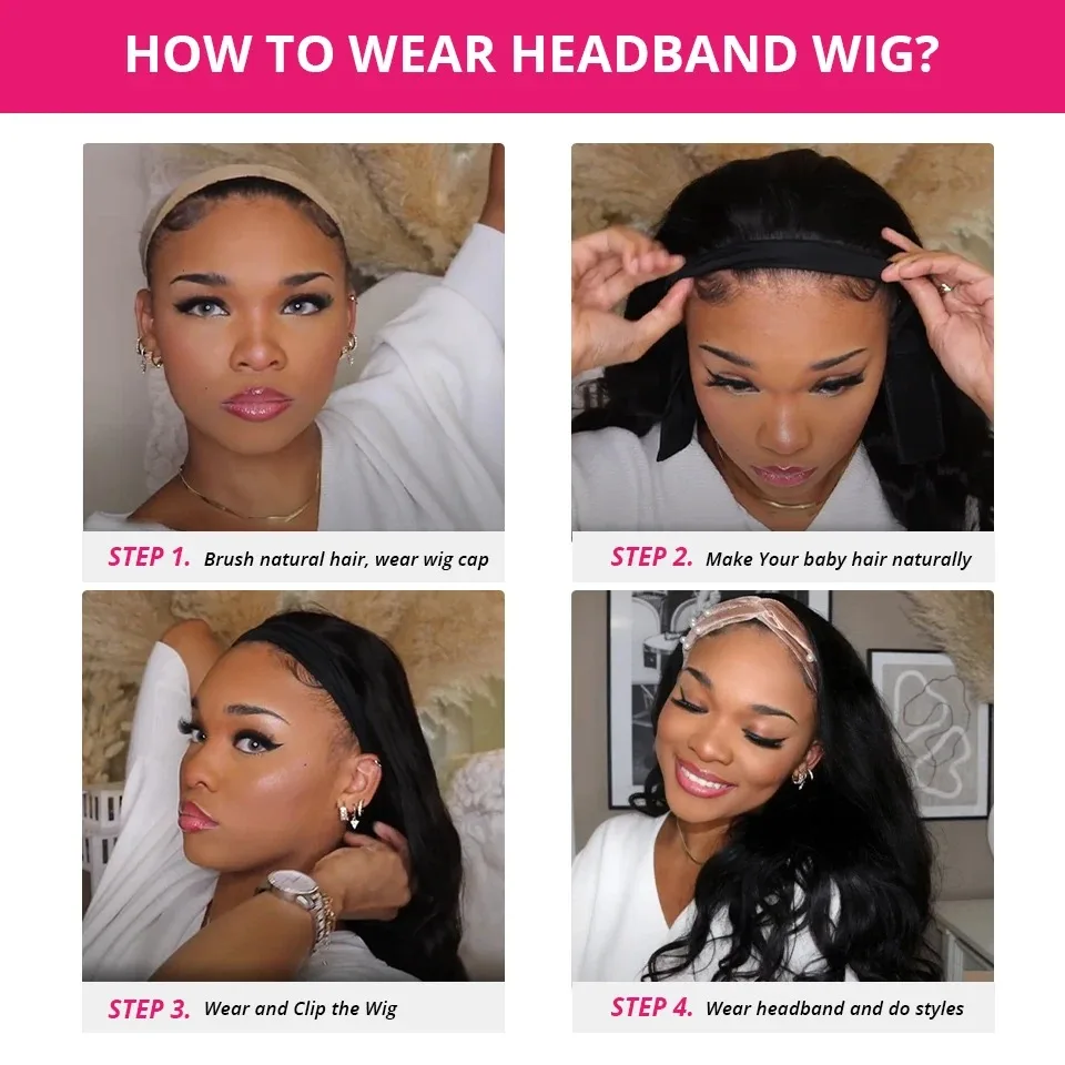 Thumbnail 4 - #60 Popular Human Hair Headband Wigs Choices