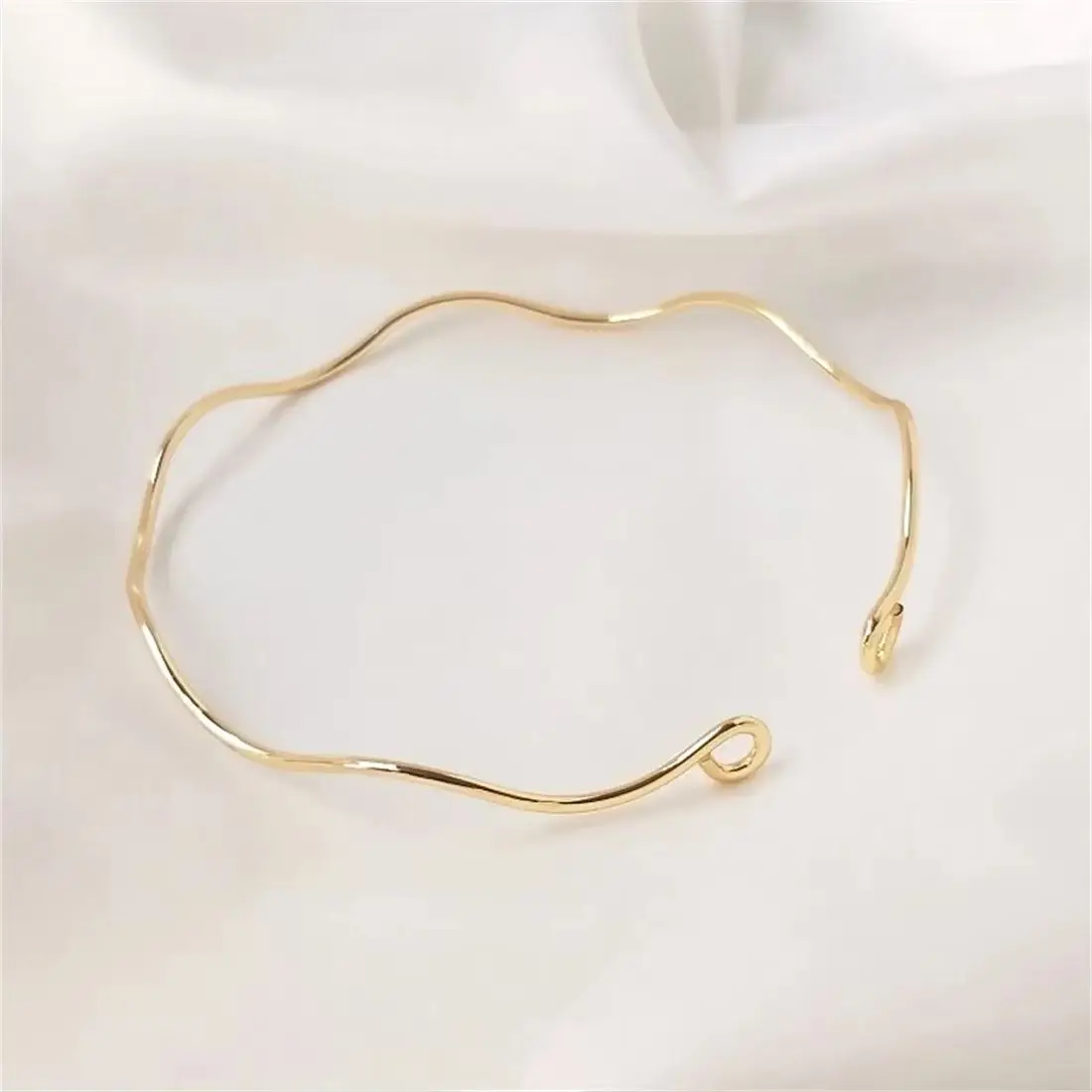 

14K Gold-clad Copper Wire Wave Bracelet Double-ended Opening 9-word Base Bracelet Handmade Diy Bracelet Basic Accessories B725