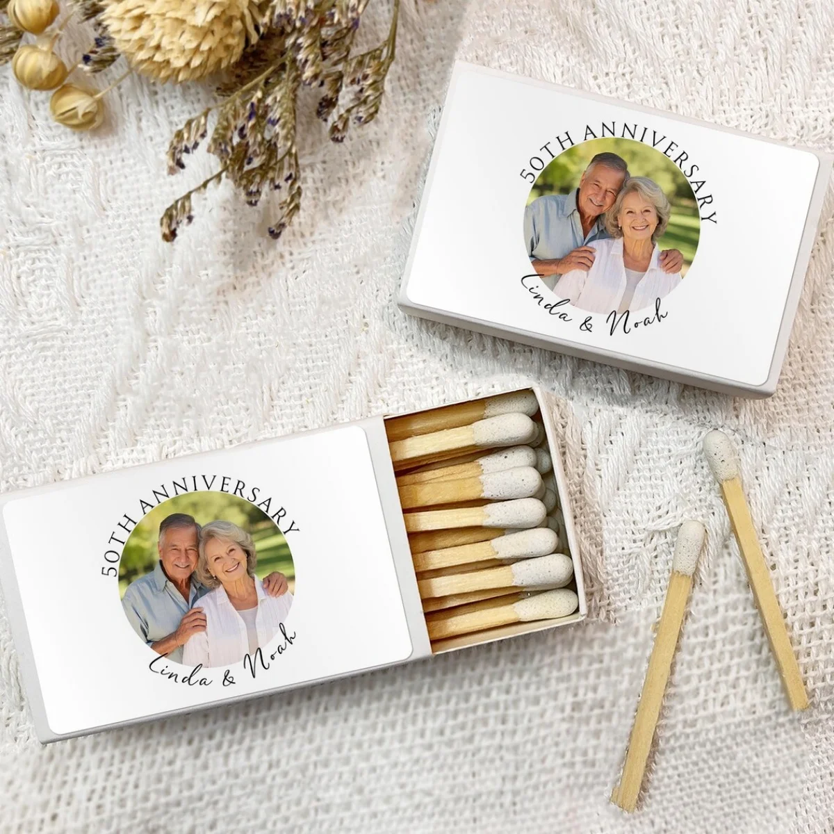 

50th Anniversary Custom Photo Matchboxes/Personalized Matchbox for Golden Anniversary/50th Anniversary Party Favor Matchbox/Gift