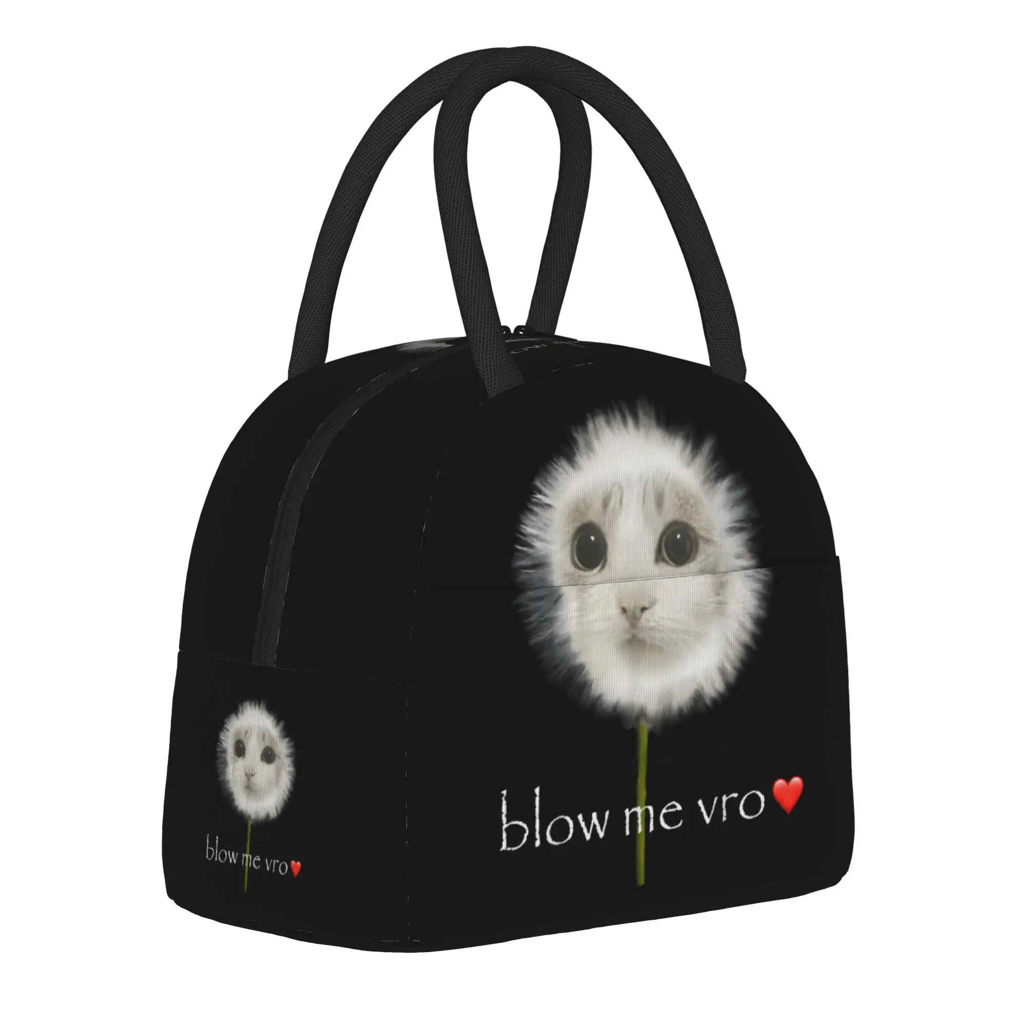 Blow Me Dandelion Meowl Cat Owl Meme Insulated Lunch Bag Cooler Bag Lunch Container  Leakproof Lunch Box Tote Girl Boy