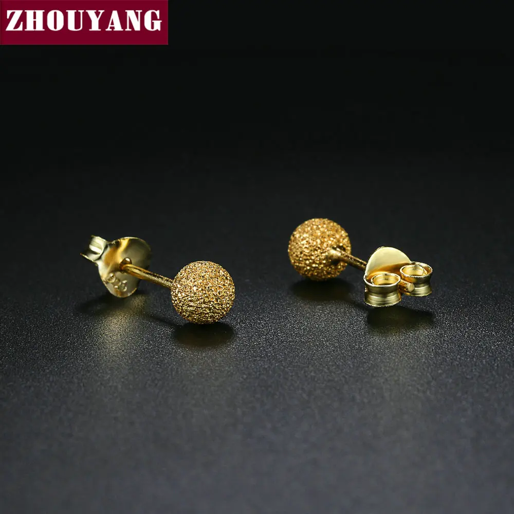 

ZHOUYANG Unisex 3-5 mm Dull Polish Ball 925 Sterling Silver Stud Earrings 925 Fine Jewelry EY173 EY175 EY176