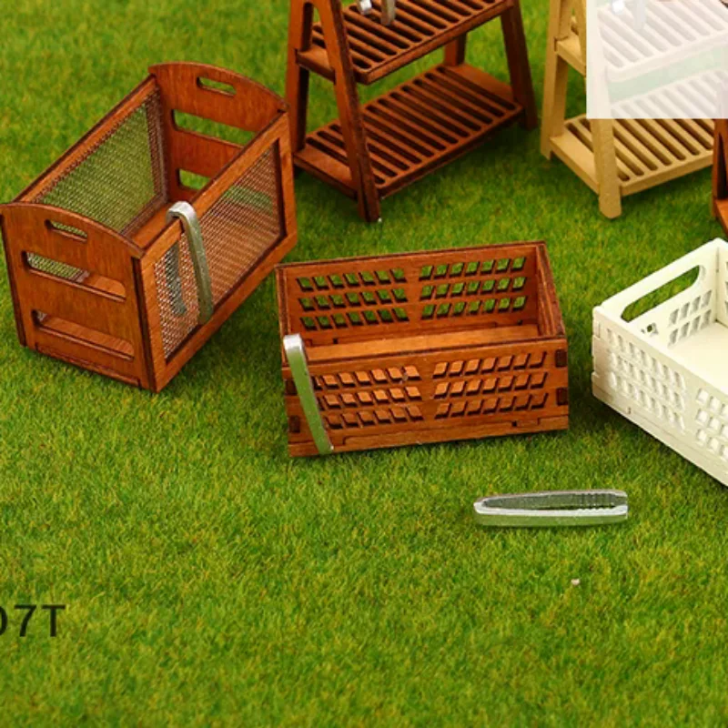 1Set 1:12 Dollhouse Miniature Bread Rack Cake Shelf Storage Box/Basket W/Baking Clip Scene Decor Doll House Accessories