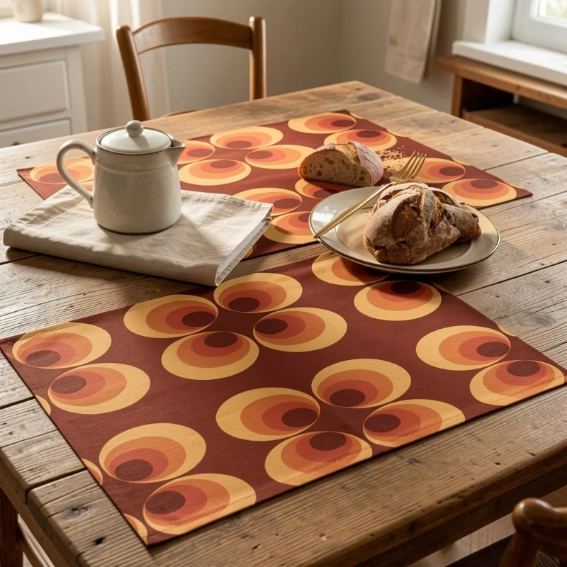 VIKAMA Retro Gradient Circle Meal Mat Waterproof, Oil proof, Thermal Insulation Retro American Desktop Decoration Accessories