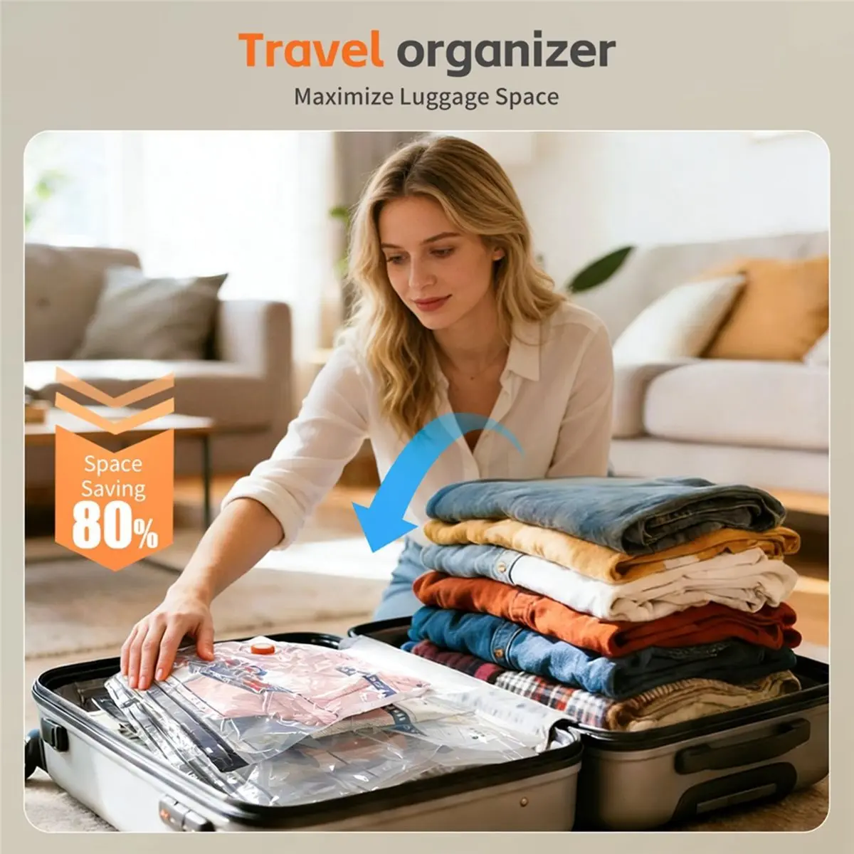 PROMOTION~ 12 Packs Vacuum Storage Bags with Rechargeable Air Pump, Vacuum Seal Bags for Clothing Blankets Bedding, Space Saver
