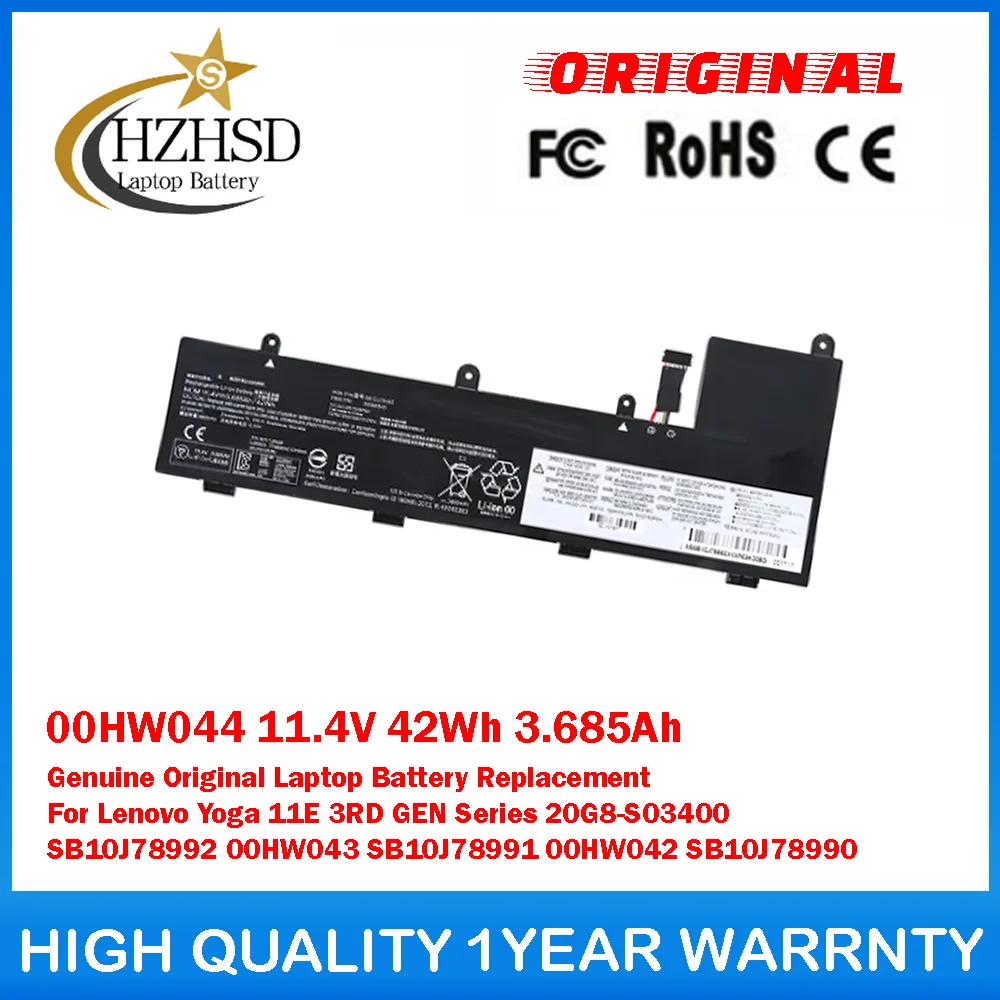 

00HW044 11,4 В 42 Втч 3,685 Ач Оригинальная замена аккумулятора для ноутбука Lenovo Yoga 11E 3RD GEN Series 20G8-S03400 SB10J78992