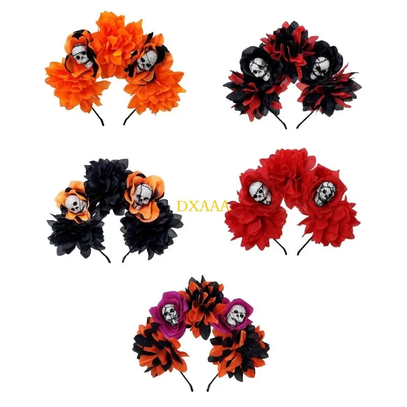 

DXAA Florals Crown Garlands Clowerband Halloween Dia Los Muerto Party Costume